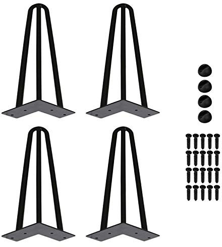 Einfeben 4X Hairpin Legs Haarnadel Tischbeine, DIY Doppelstab Möbelfüße Schreibtisch Esstischbeine Mit Freie Bodenschoner und Schrauben, 15cm Haarnadelbeine für Couchtisch und Nachttisch Verfügbar