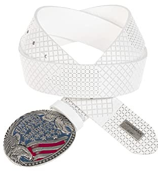 Cipo & Baxx Herren Leder Gürtel Belt Accessoire Design Ausgefallen Schließe CG197 Weiß Gr.105