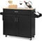 GIANTEX Carrito de Cocina con Encimera, Isla de Cocina, Armario de Cocina con Toallero y Tabla de Especias, Cajón Grande y Estante Ajustable, Carrito de Madera Enrollable (Negro)