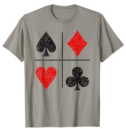 Spielkarte mit Diamanten, Spaten, Herzen, Clubs, Anzüge, Poker T-Shirt