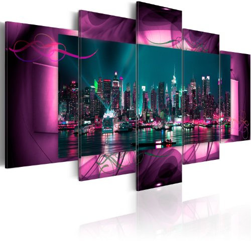 B&D XXL - Wandbilder XXL 150x75 cm Kunstdruck 5 tlg Wandbilder XXL moderne Wanddekoration Leinwandbilder Wohnzimmer Design Wand Deko Bild 051477