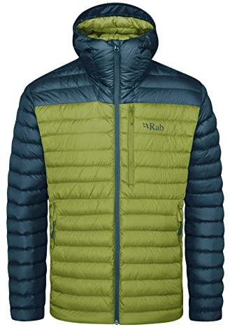 Rab Men's Microlight Alpine Down Jacket for Trekking, Climbing, & Skiing - Orion Blue/Aspen Green - Large