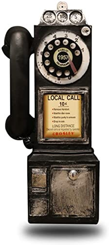 WangXLDD Modello di telefono fisso da parete per casa, vintage, rotativo antico, decorazione per telefono, bar, bar, decorazione per finestre rotative, colore: nero