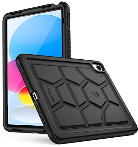 Poetic TurtleSkin Schutzhülle für iPad 10,9 Zoll 10. Generation (2022), strapazierfähige, stoßfeste, kinderfreundliche Silikonhülle, nur kompatibel mit dem neuen iPad 10.9 10. Generation, Schwarz