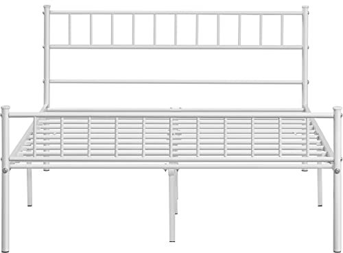 costoffs Solid Double Metal Bed Frame 4ft6 Urben Design Bed Frame with Vintage Headboard and Footboard White