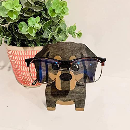 LIBAAZ Kreativer Tier-Brillenhalter, Holz-Brillenhalter, niedlicher und lustiger Haustier-Brillenständer, Sonnenbrillen-Display-Rack für Zuhause, Büro, Schreibtisch-Dekorationen (Dackel)