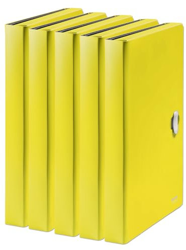 Leitz Recycle Projektmappe A4, 5er Pack, Für 250 Blatt, Hochwertige Dokumentenablage sortiert nach A-Z, Kunststoff, 100 % recyclebar, Umweltfreundlich, Recycle Serie, Gelb, 46240015