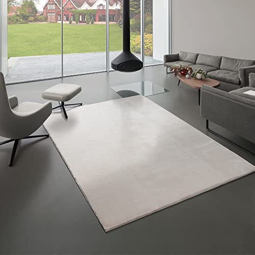 Mia´s Teppiche Bella Kuscheliger Hochflor Langflor Wohnzimmer Fellteppich, Super Soft, Kunstfell, Flauschig, Beige, 160 x 230 cm