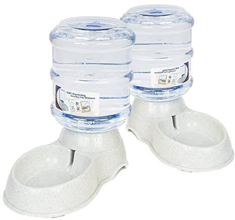 ZONETECH Pet Feeder Dispenser 2 Pack- Premium Quality Durable Self-Dispensing Gravity 1 Gallon Pet Food Bowl- Automatic Self Feeding for Cats and Dogs