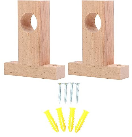 Cabilock 2 Stücke Römische Stange Halterung Duschstange Halter Holz Kleiderschrank Decke Haken Vorhangstange Halter Schrank Ende Stütze Halterung Holz Gardinenstange Halterungen Bad