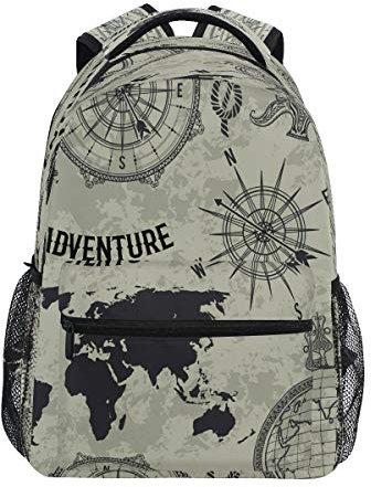 IUBBKI Alter Landkarte Casual Rucksack Schultasche Computer Buch Tasche Reise Wandern Camping Daypack für Mädchen Jungen Männer und Frauen, Siehe Abbildung, One size