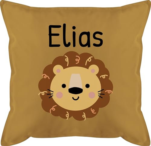 Kissen 50x50 - Löwen - Süßer Löwe - Kindergarten Kita - 50 x 50 cm - Gelb - süßes personalisierte löwenmotiv Lowe sofakissen kinderkissen Name Tier Kindergartenkind kuschelkisse für