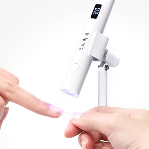 BEAUTPAL - Luz UV de mano para uñas, mini secador de uñas, luz LED con soporte magnético, pantalla LCD, lámpara de uñas de gel recargable inalámbrica USB de secado rápido para manicura casera