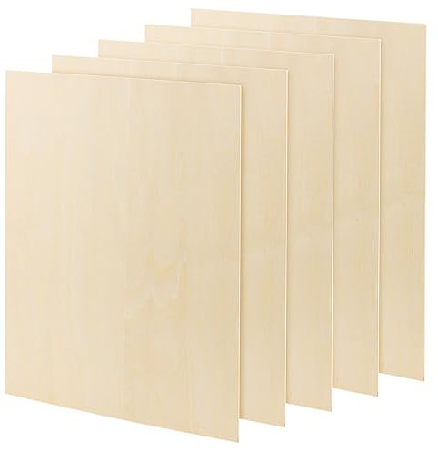 KEILEOHO 5 PCS A3 Bassood Sheets, 420 x 300 x 3mm Rectangle Wooden Boards, 3mm Thin Unfinished Plywood Board for DIY Models