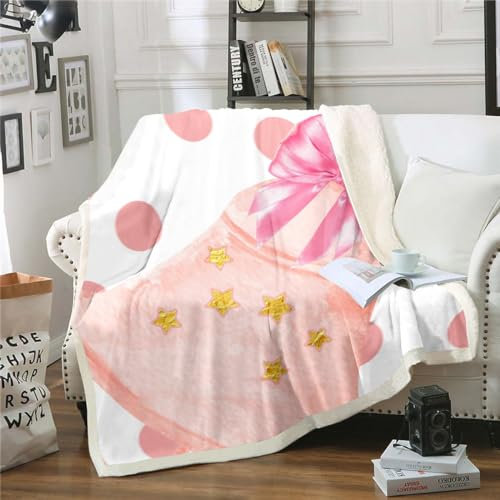 Coperta natalizia rosa, 229 x 229 cm, in pile Sherpa, motivo natalizio a pois rosa, morbida e calda, per divano, letto, divano, casa e dormitorio