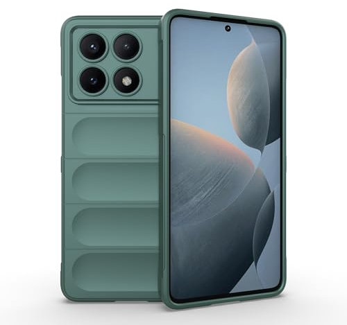 ESTH® Custodia Silicone Liquido per Xiaomi Poco X6 Pro 5G/Redmi K70E 5G con Protezione Anti-Germi e Fodera in Microfibra, Cover in Silicone a Antiurto 360°, Verde