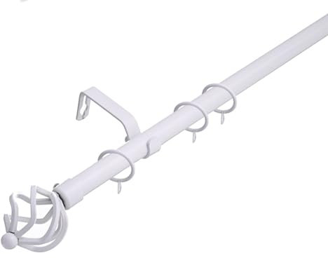 Lister Cartwright 19 mm Extendable Metal Curtain Poles Rods Voile Easy Fitting - White (Cage Finials, 210-360 cm)