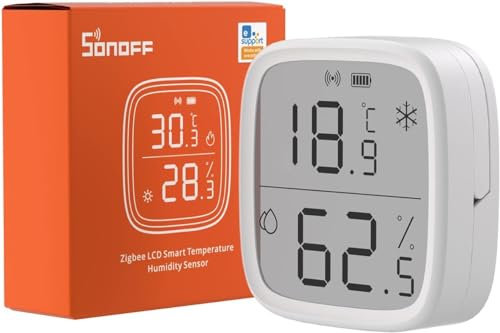 SONOFF SNZB-02D Zigbee Temperatur- und Feuchtigkeitssensor,Zigbee LCD Smart Thermometer Hygrometer,Zigbee Hub Erforderlich,Temperature Humidity Sensor Kompatibel mit Alexa/Google Home/Home Assistant