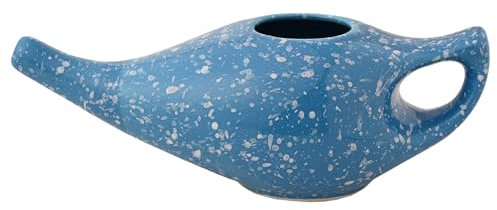 Neti-Topf aus Keramik, hochwertig, handgefertigt, langlebig, spülmaschinenfest, 225 ml, Blau matt