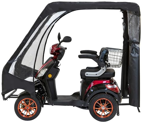 JH500 Includes a Canopy 4 Wheeled E-Mobility Device Red/Matt Black/Blue and Extra Accessories Package: E-Mobility Device Waterproof Cover, Phone Holder, Bottle Holder By Green Power