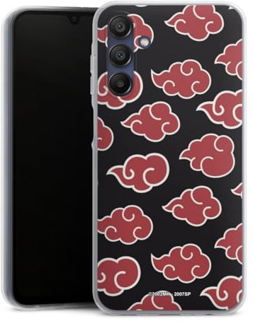 DeinDesign Silikon Hülle kompatibel mit Samsung Galaxy A15 Case transparent Handyhülle Naruto Shippuden Pattern Akatsuki