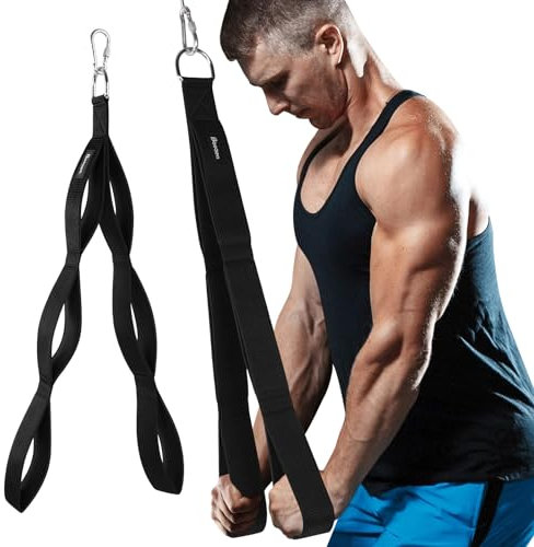 Bosaen Tricep Rope Cable Attachment, 3 Lengths of Handles in 1 Rope for Greater Range of Motion, Tricep Pull Down Rope for Push Downs, Crunches, Facepulls, Cable Overhead Presses for Professional Gym