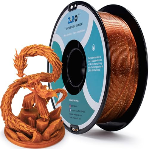 ZIRO Glitter PLA Filament 1.75mm, Glitzerndes 3D Drucker Filament PLA 1KG(2.2lbs), Maßgenauigkeit +/- 0.03mm, Glitzerndes Karamell