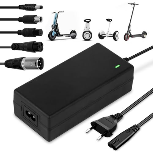 Foreverup Ladegeräte für Scooter, 42V 2A AC E Scooter Ladekabel, E Scooter Ladegerät, Hoverboard Ladekabel mit 6 Anschlüssen, für Hoverboard, Akku Lithium Batterie, Elektroroller (EU)