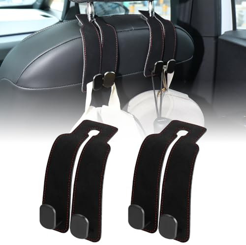 2er-Pack Autositz-Organizer-Haken aus Leder – universelles Premium-Autozubehör mit verbessertem Halt für Geldbörsen, Taschen, Mäntel und mehr – stilvoller und praktischer Auto-Organizer (Schwarz)