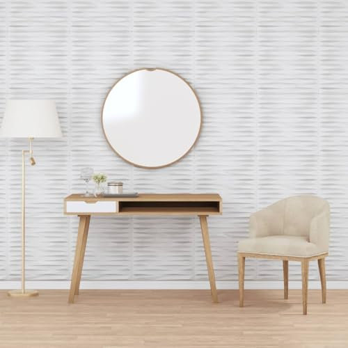 Lauuoeriau Home Items, Wandpaneele 24 Stück, weiß, 50 x 50 cm, XPS 6 m² Stein, Anzugmöbel