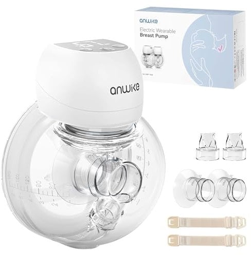 ANWIKE Electric Breast Pump Ultra-Light 193g - Painless Wearable Breast Pump, 3 Modes 9 Levels with LED Display, Low Noise, Hands-Free Breast Pump Electrical with 21/24mm Flanges, BPA Free, White