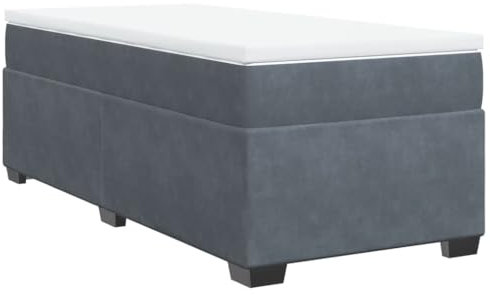 vidaXL Boxspringbett, Polsterbett Bett mit Matratze Matratzenauflage, Bettgestell mit Lattenrost, Einzelbett für Schlafzimmer, Dunkelgrau 100x200cm Samt