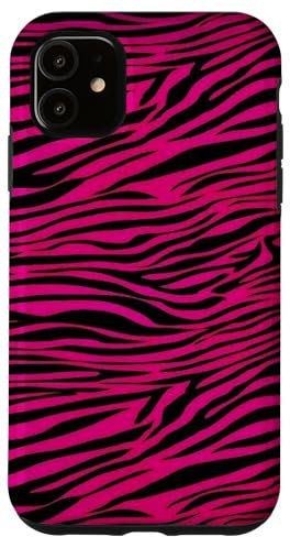 Trendy Pink & Black Animal Print Zebra Y2K Pattern Case for iPhone 11