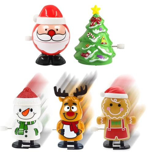 MORAINJAY 5P Weihnachts Aufziehspielzeug für Kinder,Wind Up Rentier Weihnachtsbaum Schneemann Weihnachten Deko Figuren Geschenk Uhrwerk Springspielzeug für Weihnachtsstrümpfe Geschenktütenfüller