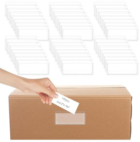 100 Stück Visitenkartentaschen Selbstklebend Wasserdichte Etikettenträger 2,5 x 5,3 cm Selbstklebend Visitenkartenhüllen Durchsichtige Etikettenhalter für Aktenschrank Schulbibliothek