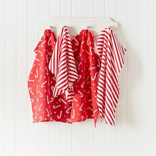 Catherine Lansfield Geschirrtuch mit Weihnachtsmotiv, Baumwolle, 50 x 75 cm, Weiß, Rot, 4 Stück