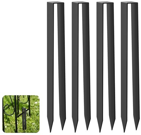 Forever Speed 4 Grapas para Arco de Acero Recubrimiento en Polvo, Forma de U Piquetas para Arco de Rosas, Fijación de Tuberías de Agua - [300 x 29 x 21 mm] - Negro