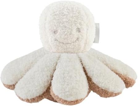 Nattou Plush Soft Toy, Stuffed Animal, Huggable Cuddly Companion, Super-Soft Teddy Fabric Material, Develops Fine Motor Skills, Machine Washable, PETA-Approved Vegan, Octopus, Ecru