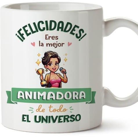 MUGFFINS Tazas para ANIMADORA mujer - En Español - Mejor Universo Trofeo - 11 oz / 330 ml - Regalo original y divertido