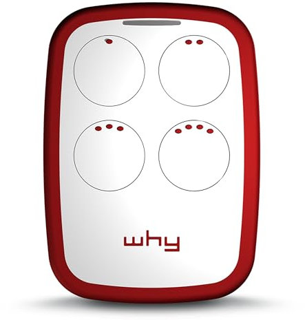 Télécommande universelle WHY EVO NOA à 4 boutons - Programmable code fixe ou code tournant - Fréquences 433 ou 868 mhz - Pour portails et porte de garage (Rouge Grenade)