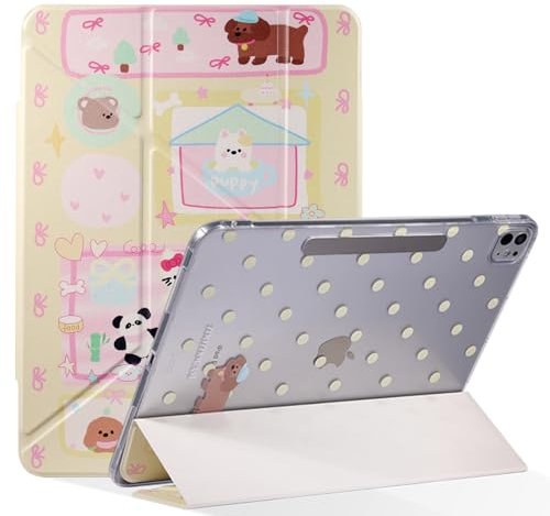 AKABEILA Coque pour iPad Air 11 2024/Air 5/Air 4/Pro 11 2018 Coque hybride transparente PC TPU Cuir Stand Slim Cover Auto Wake/Sleep Magnetic Folio Case