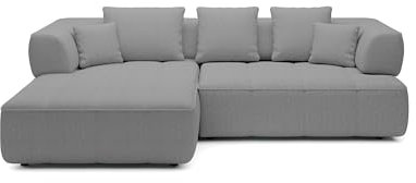 DomoHome Avangarde Ecksofa Moderne Eckcouch mit Verstellbarer Sitztiefe Wasserabweisendem Aragon-Stoffbezug und Hochwertiger Polsterung Rechts-Layout 182x285x86cm Grau
