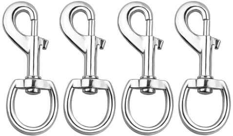 4 Stück Robusten Karabinerhaken Hundeleine, Silber Drehgelenk Karabinerhaken, Bolzenkarabiner für Hunde-Leine Schnalle Drehgelenk Karabinerhaken, Schnapp-Karabiner Drehkopf für Hundeleine