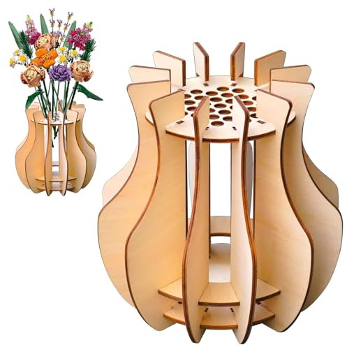 FloralGrace Holz Puzzle Vase für Blumen, Ideal für Heim und Büroadernierung, Blumen Liebhaber Holzständer für für Rosen, Kirschblüten, Sonnenblumen, Tulpen, Narzissen