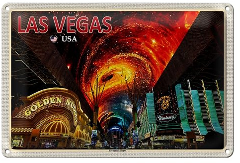 Las Vegas Blechschild | Fremont Street | USA Souvenir | 20 cm x 30 cm