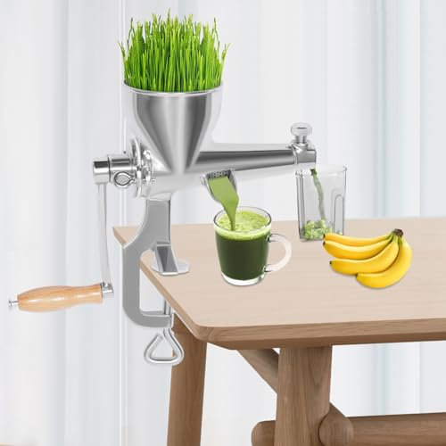 Exprimidor manual de acero inoxidable de hierba de trigo, exprimidor de bayas, exprimidor manual de zumo de hierba de trigo, extractor de frutas con abrazadera de tornillo para montaje en mesa