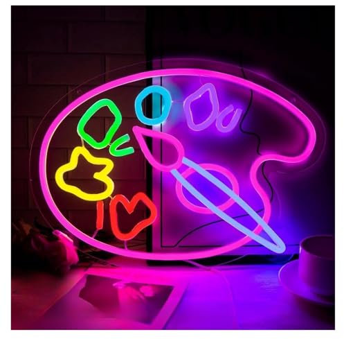 LIKUHLI Lámpara de Letrero Paleta de Pintura de neón para Pared, Estudio, habitación, luz LED, Dibujo, decoración estética para Puerta de Dormitorio, 35,6 cm × 25,9 cm