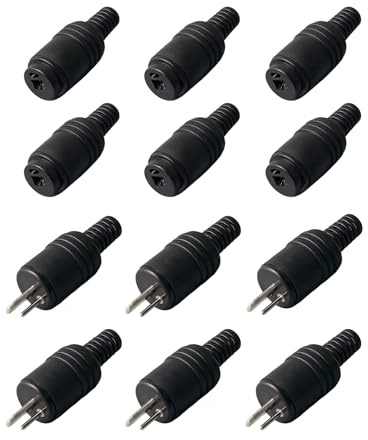 12 Pièces Prise DIN 2 Broches Haut-Parleur, Connecteurs de Haut Parleur DIN 2 Broches avec Bornes à Vis, 6 Paires de Fiches de Câbles Audio Mâles et Femelles, Installation Facile sans Soudure