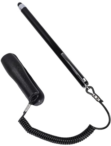 Cerlingwee Stylet Capacitif en Alliage de Zinc pour écrans Tactiles, Stylet Haute sensibilité avec Corde à Ressort pour Tablette et Ordinateur Portable, 1 Pièce (Black)