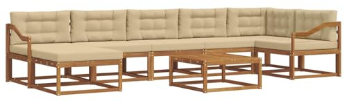 Mengtu Akazienholz-Beach-Lounge-Set, Natur/Beige, 79x79x73 cm, Garten/Pool 3367946